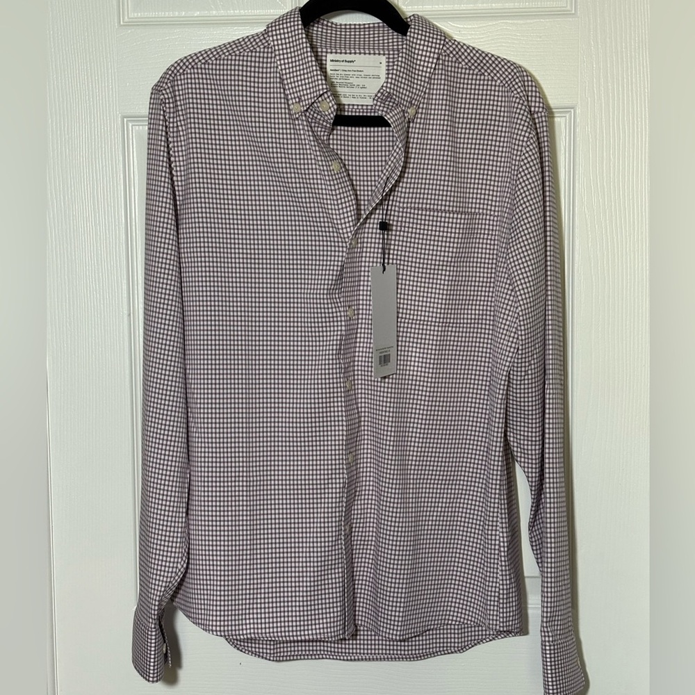 Ministry of Supply Men's Aero Zero Sports Burgundy Checkered Shirt NWT